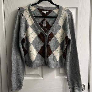 American Eagle argyle cropped cardigan